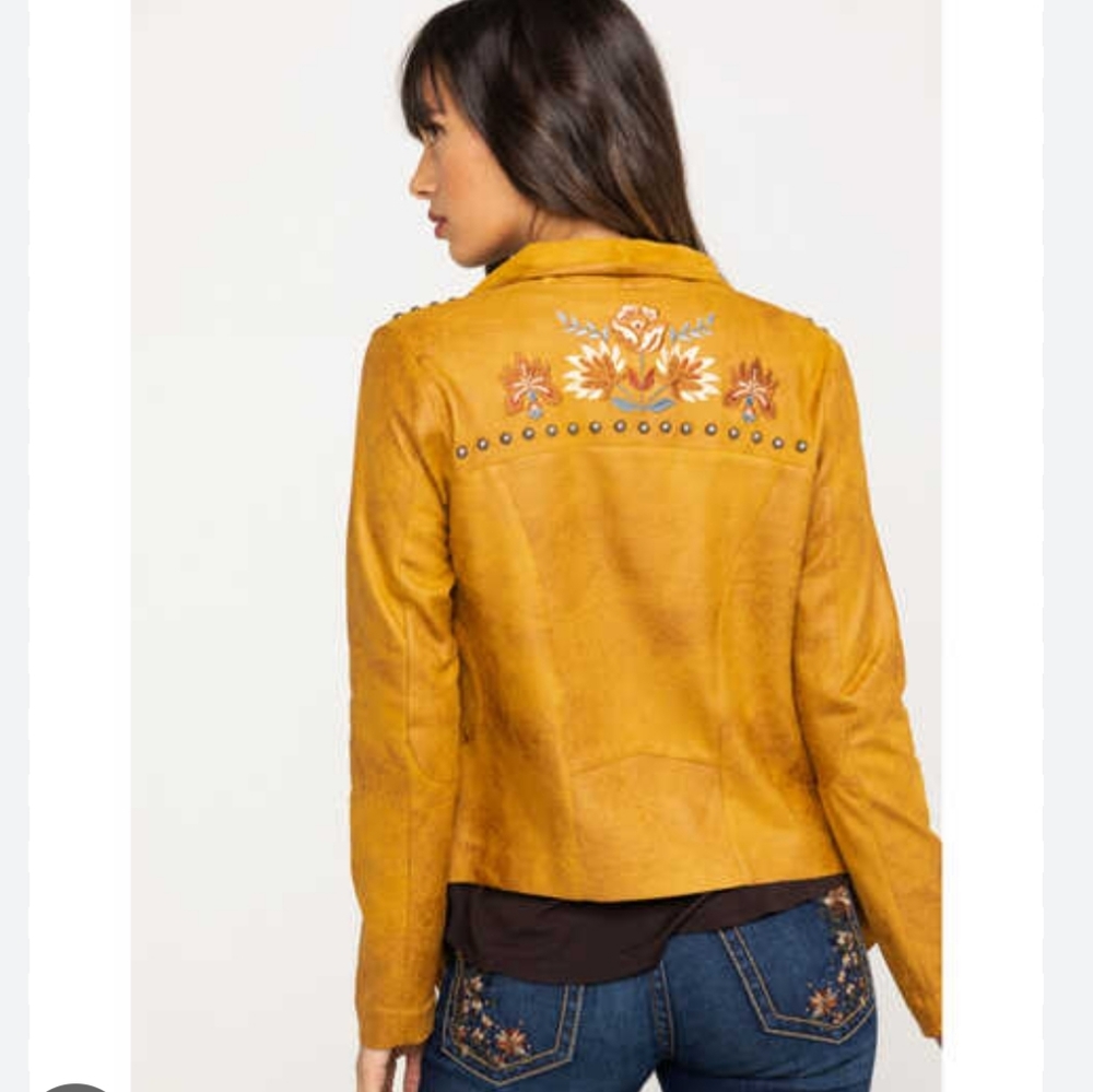 Shyanne (Light Tan) Faux Suede Embroidered Jacket Size Medium